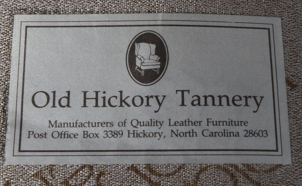 Old Hickory Tannery Blue Leather Armchair and Ottoman