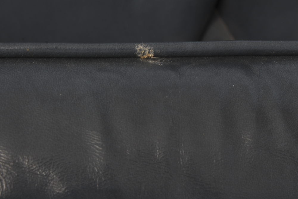 Old Hickory Tannery Blue Leather Armchair and Ottoman