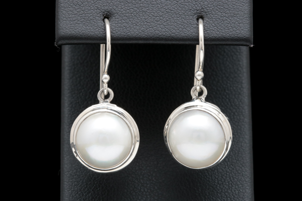 Sterling Silver and Mabé Pearl Dangle Earrings