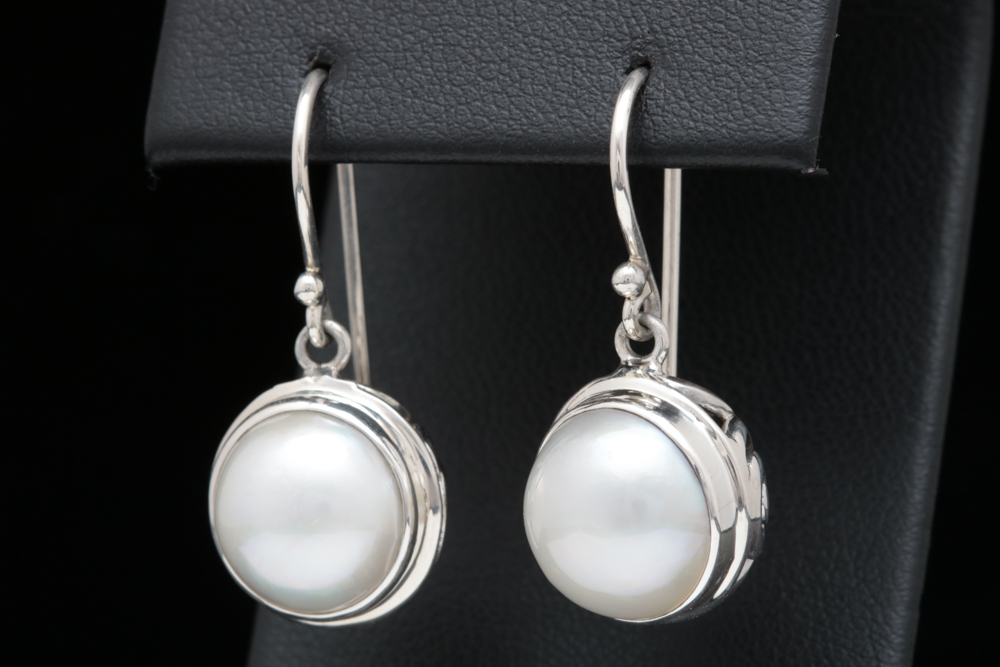 Sterling Silver and Mabé Pearl Dangle Earrings