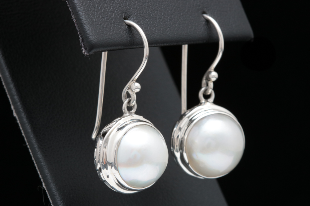 Sterling Silver and Mabé Pearl Dangle Earrings