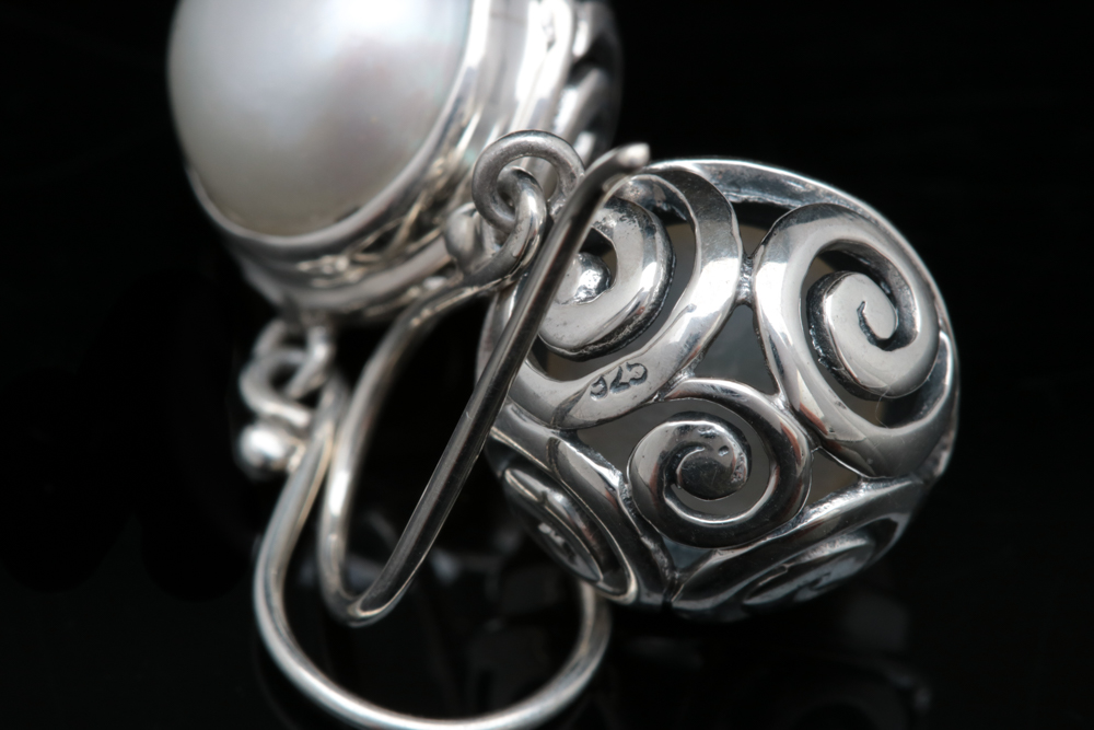 Sterling Silver and Mabé Pearl Dangle Earrings