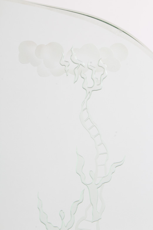 Signed Etched Glass Judaica Luminaire, by Herman Perlman