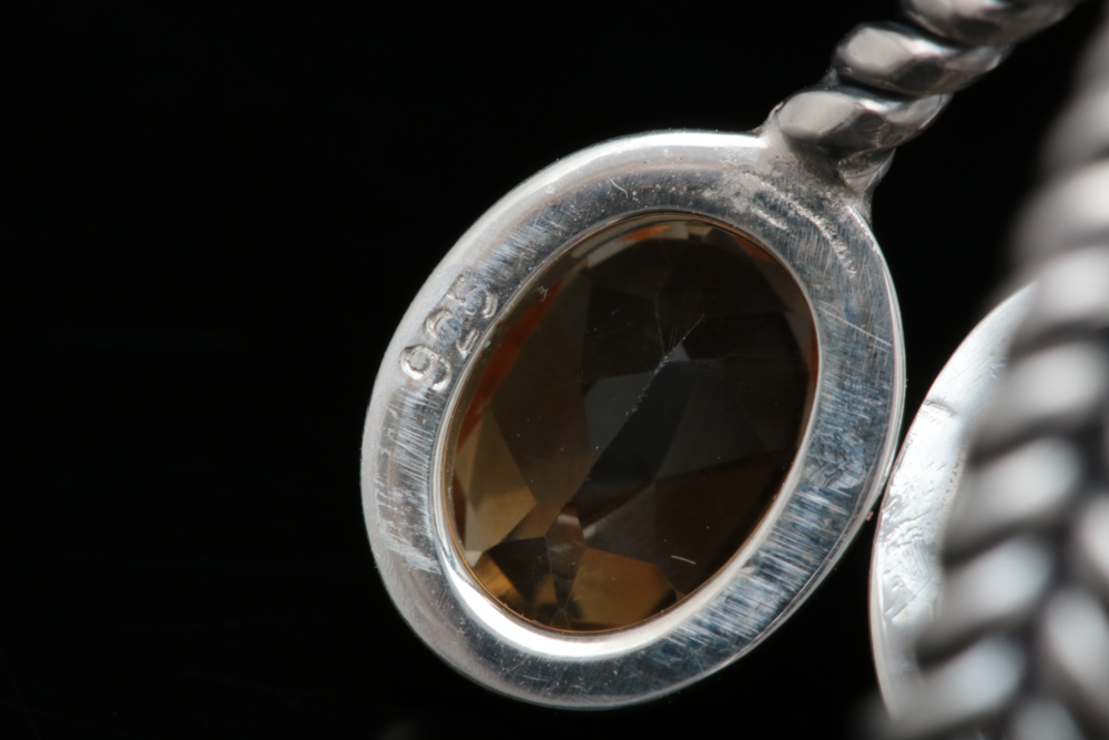 Sterling Silver, Citrine, Amethyst and Garnet Ring