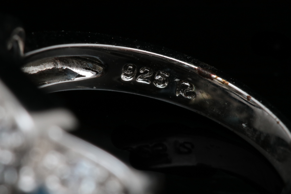 Sterling Silver, White, Yellow and Blue Zircon Ring