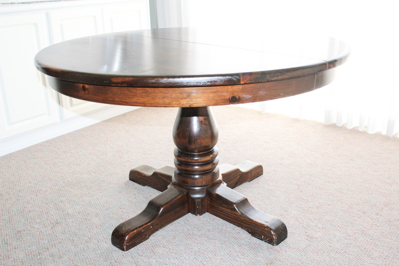 "Old Tavern" Dark Stained Pine Round Kitchen Table by Ethan Allan