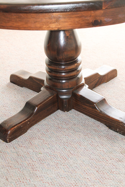 "Old Tavern" Dark Stained Pine Round Kitchen Table by Ethan Allan
