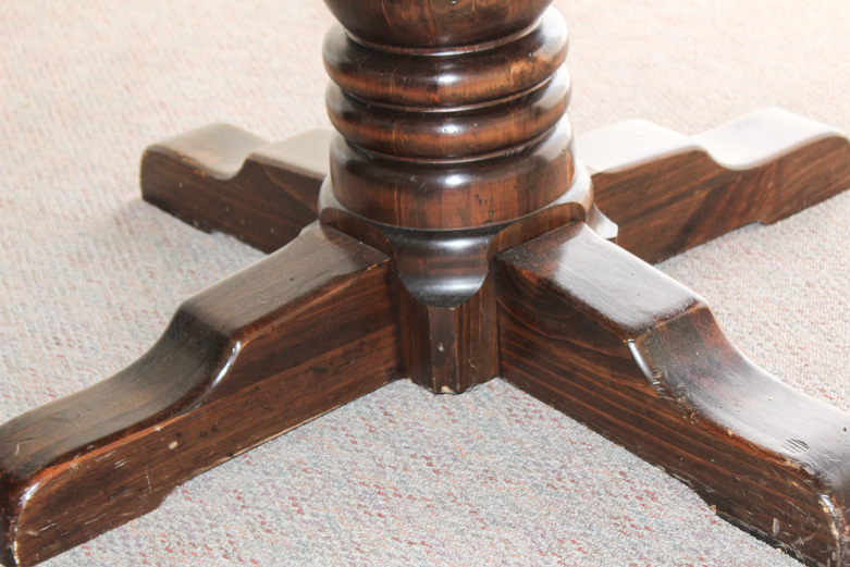 "Old Tavern" Dark Stained Pine Round Kitchen Table by Ethan Allan