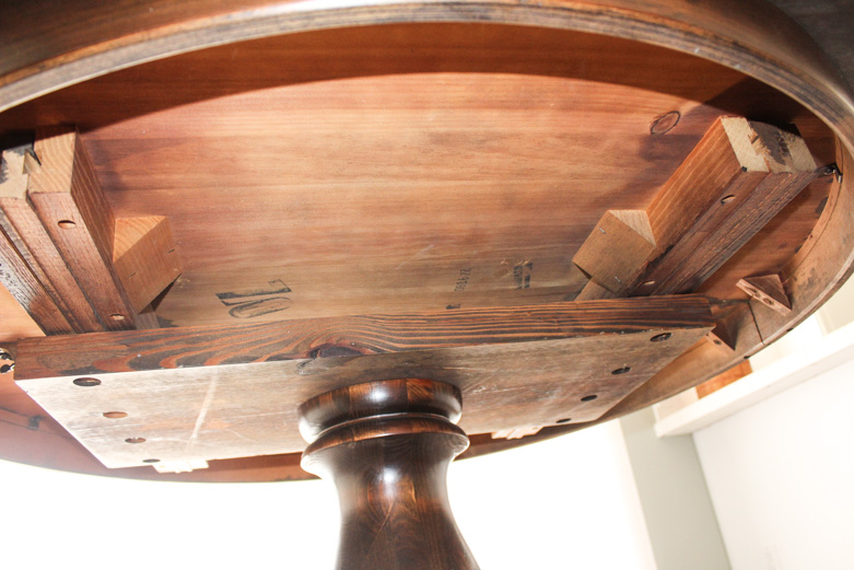 "Old Tavern" Dark Stained Pine Round Kitchen Table by Ethan Allan