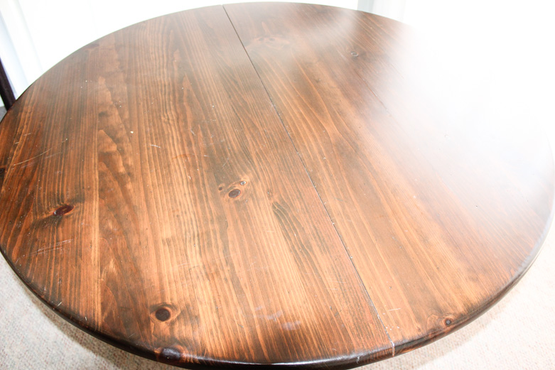 "Old Tavern" Dark Stained Pine Round Kitchen Table by Ethan Allan