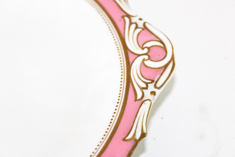 Grainger & Co Antique Porcelain Tea Set with Pink and Gold Motif