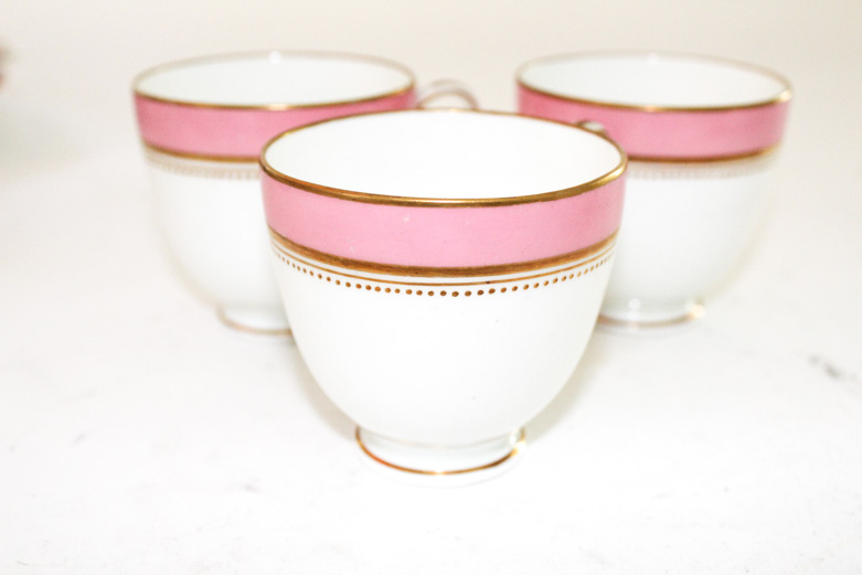 Grainger & Co Antique Porcelain Tea Set with Pink and Gold Motif