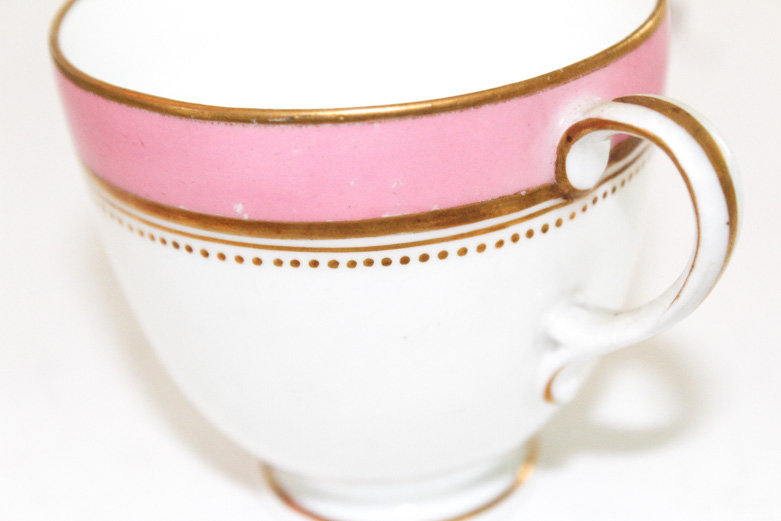 Grainger & Co Antique Porcelain Tea Set with Pink and Gold Motif