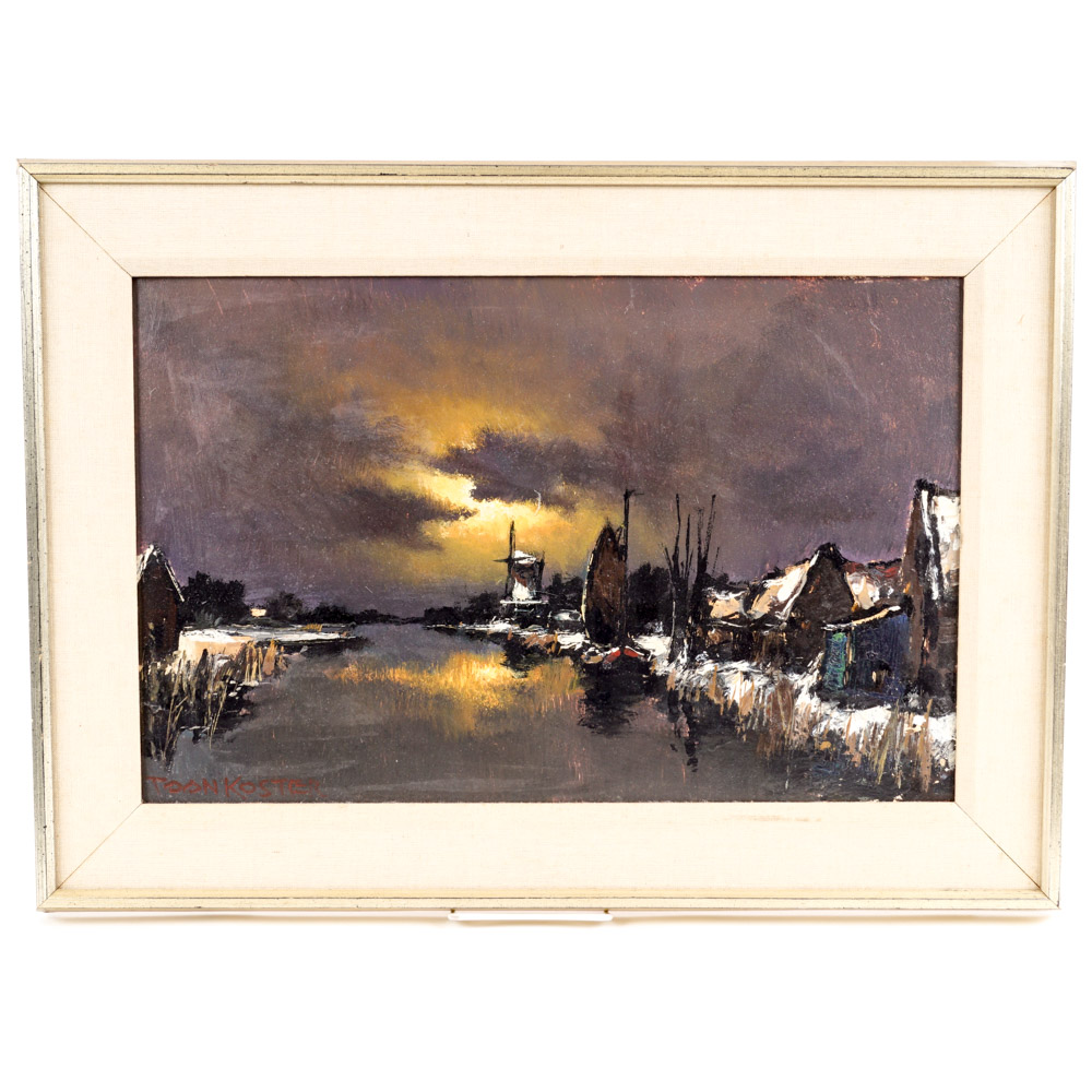 Toon Koster Oil Painting of a River Bank