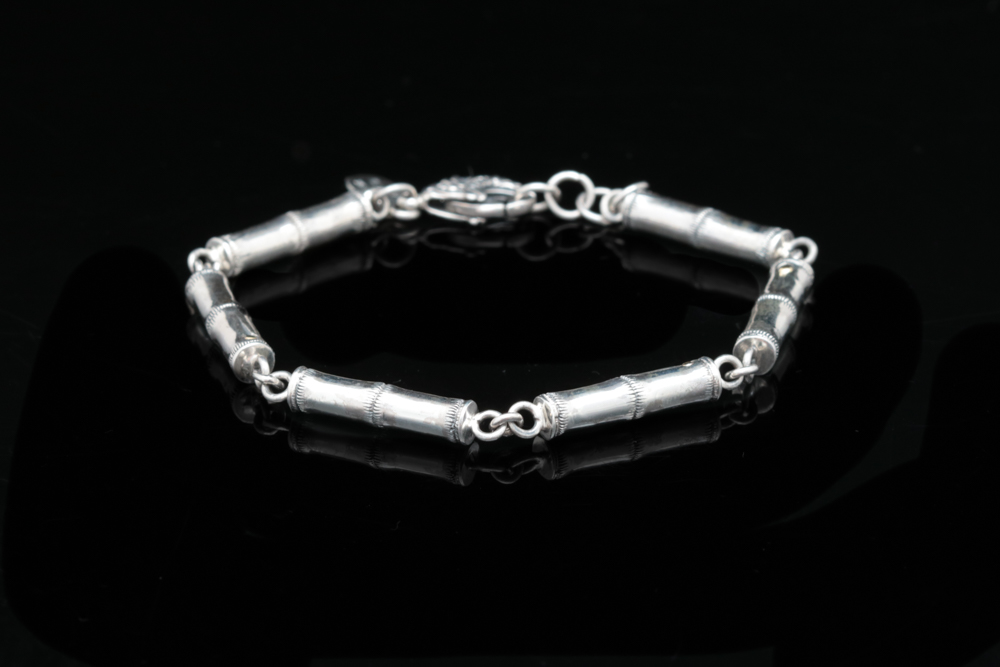 Robert Manse Sterling Silver and 18K Gold Bamboo Link Bracelet
