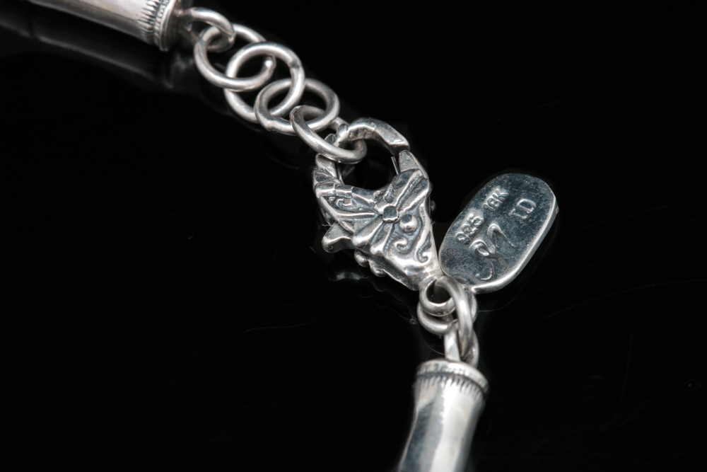 Robert Manse Sterling Silver and 18K Gold Bamboo Link Bracelet