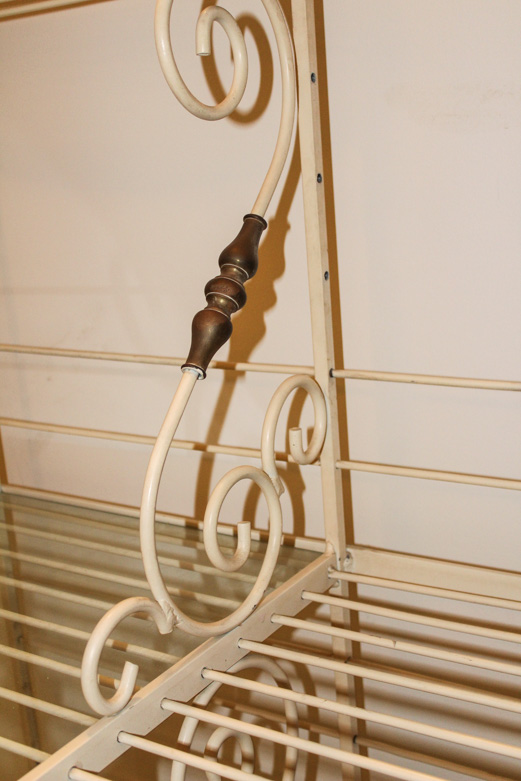 Brass and Glass Shelving Unit with Bottle Rack