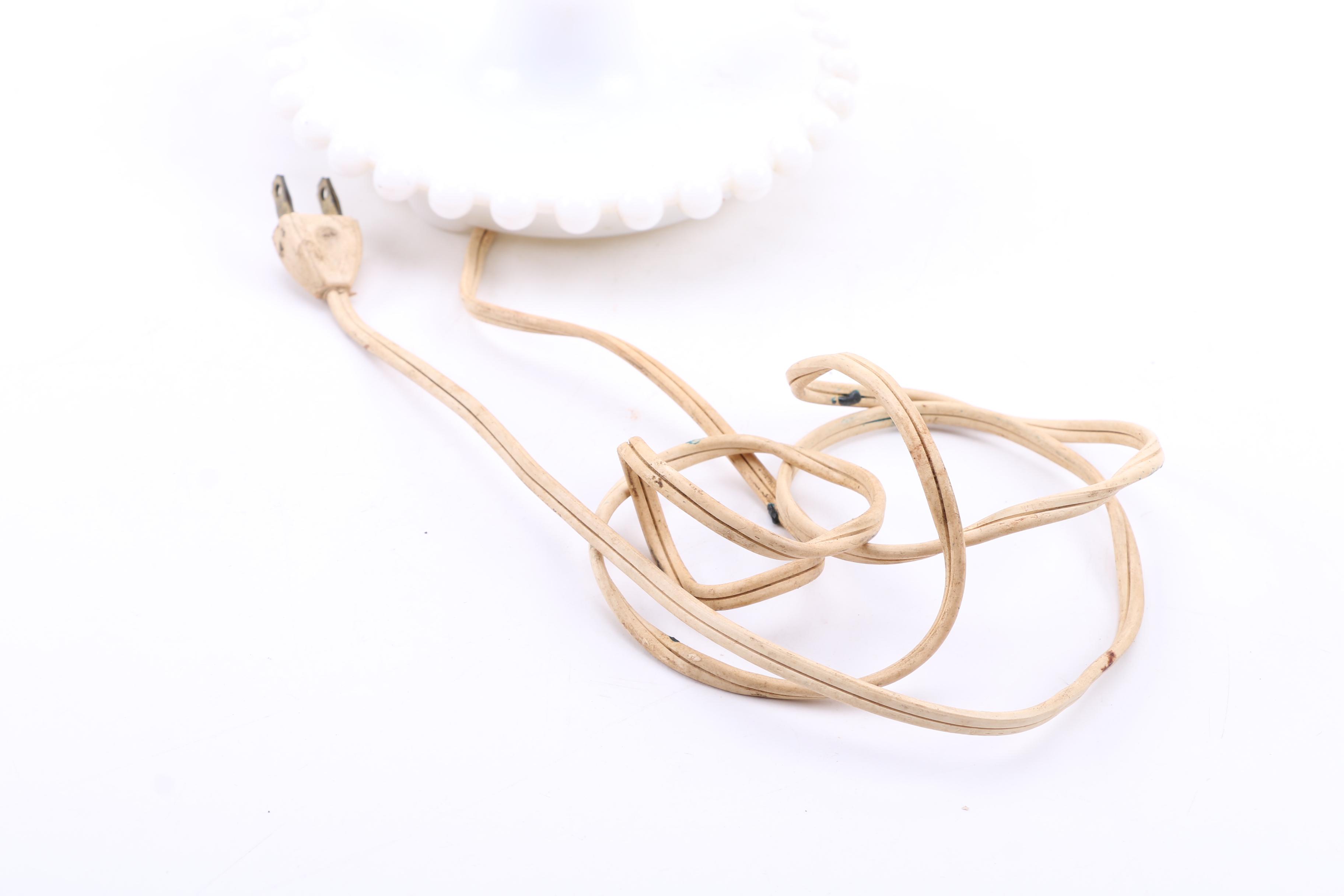 Milk Glass Desk Lamp and Wall Light Pairing