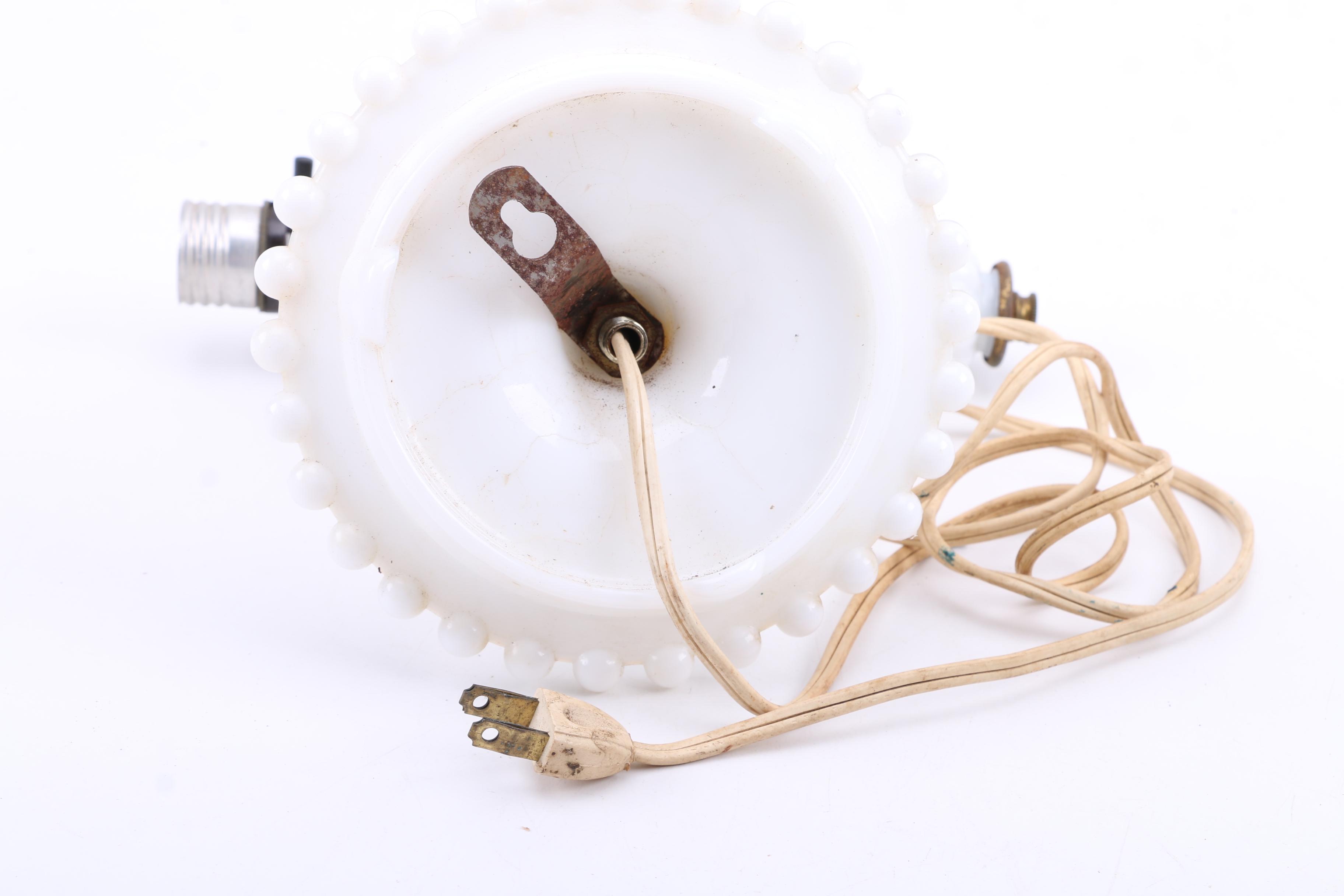 Milk Glass Desk Lamp and Wall Light Pairing