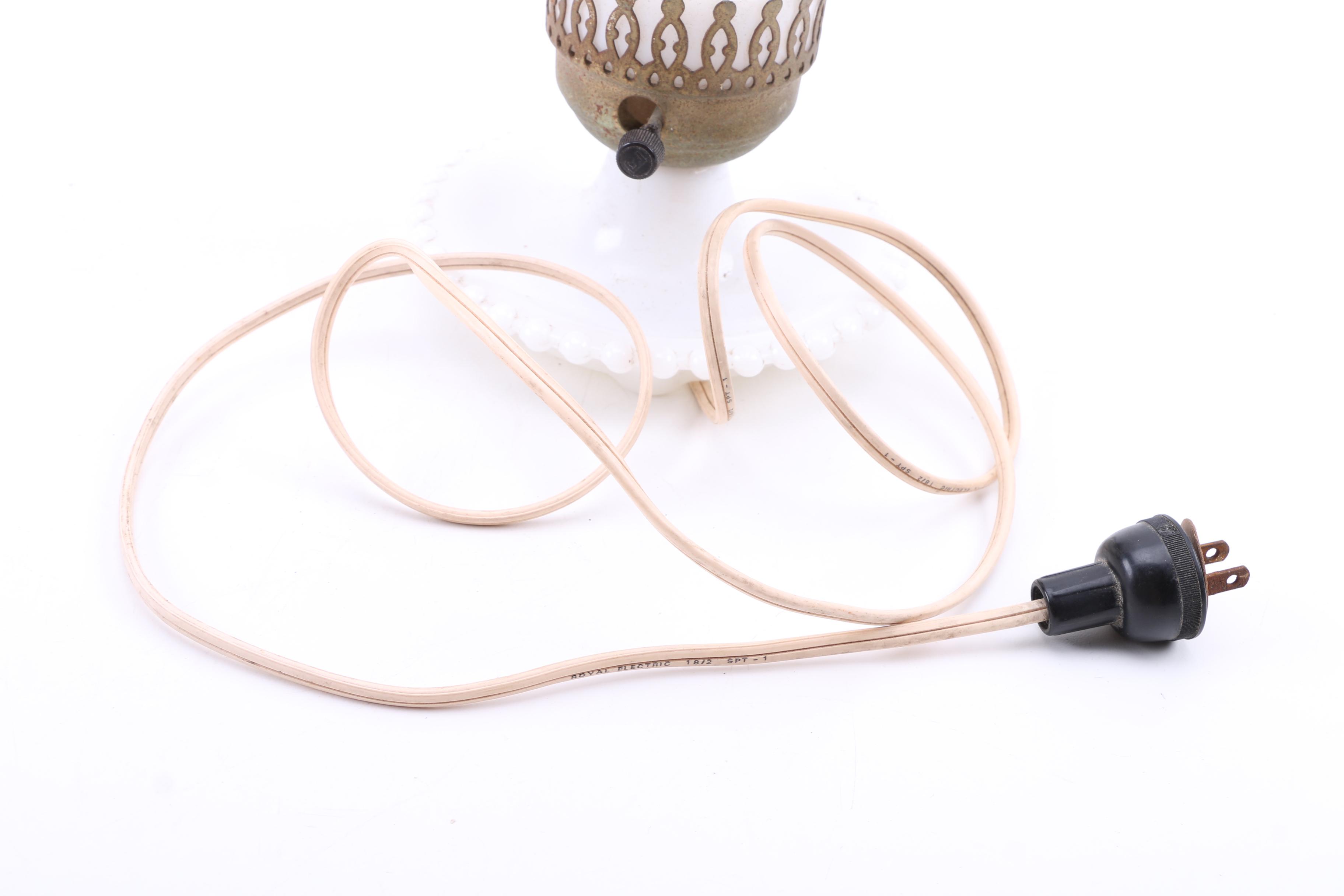 Milk Glass Desk Lamp and Wall Light Pairing