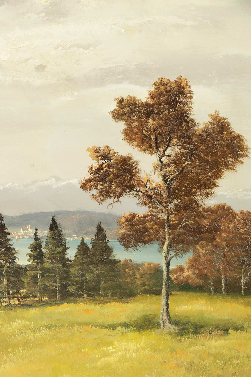 P. Ewert Oil Painting on Canvas of a Mountainous Landscape