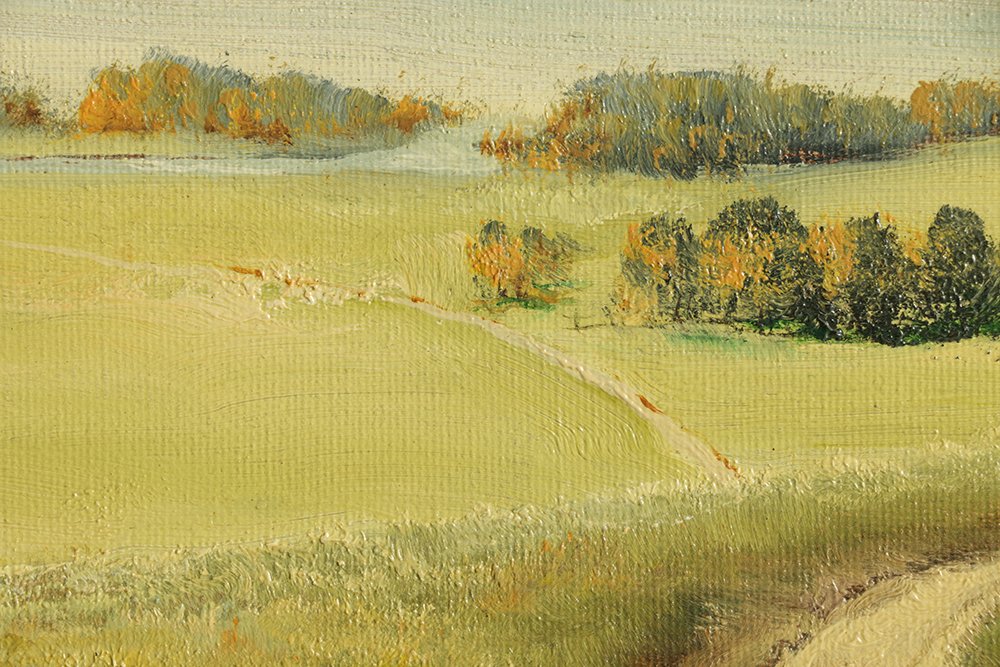 P. Ewert Oil Painting on Canvas of a Mountainous Landscape