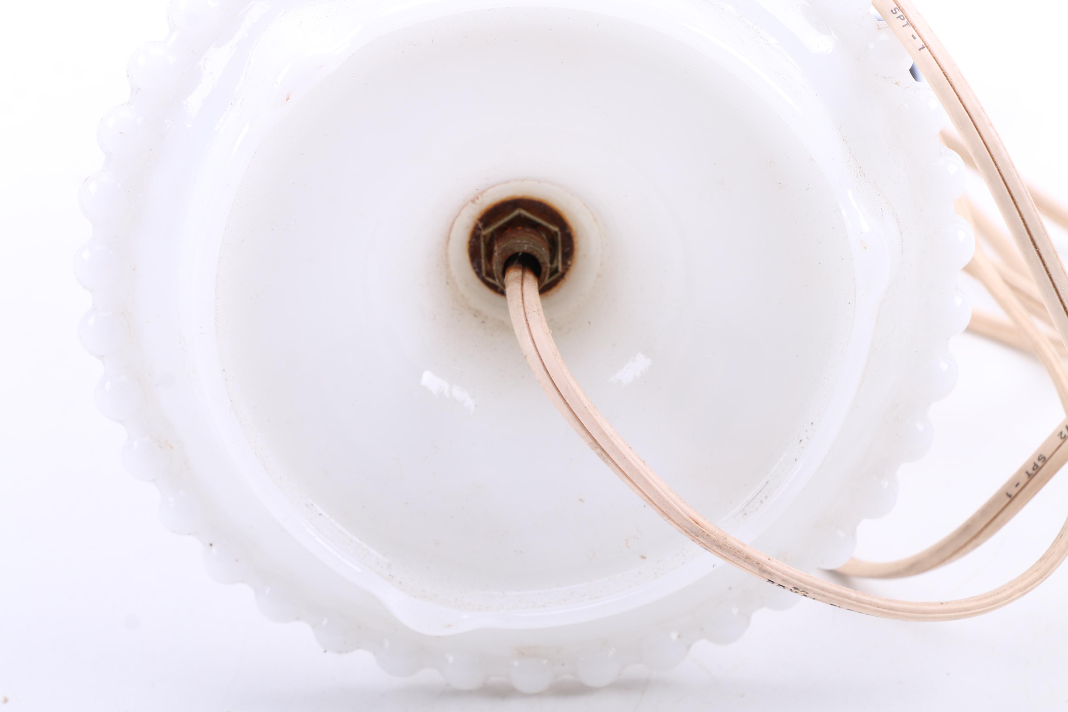 Milk Glass Desk Lamp and Wall Light Pairing