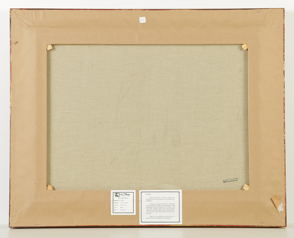 P. Ewert Oil Painting on Canvas of a Mountainous Landscape