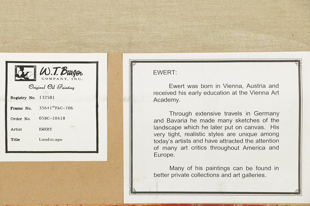 P. Ewert Oil Painting on Canvas of a Mountainous Landscape