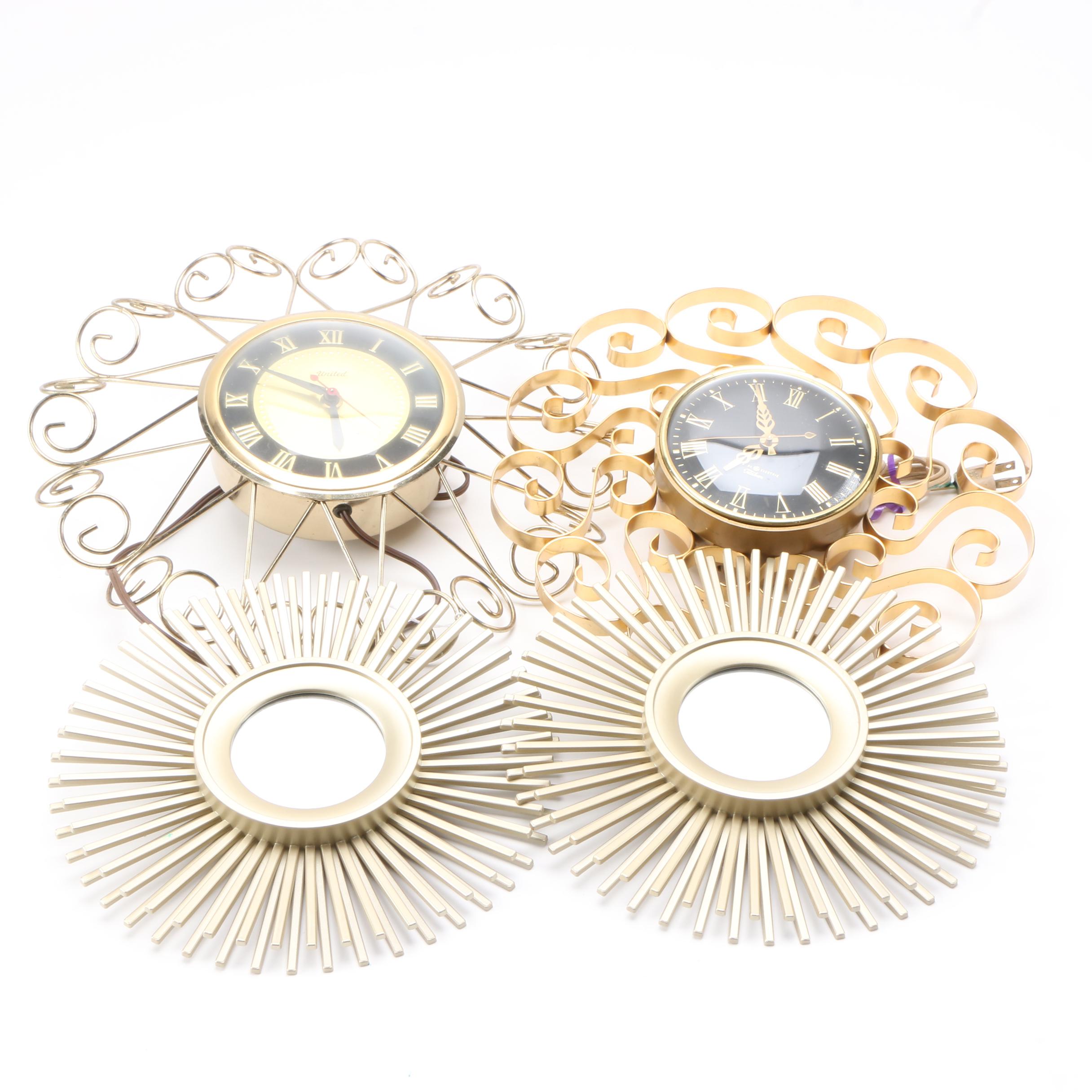 Untited and General Electric Mid Century Wall Clocks