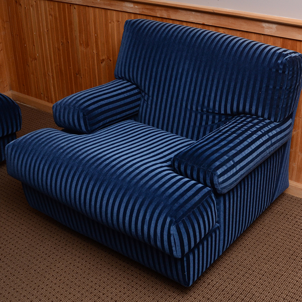 Blue Stripe Sofa and Chair by Cassina