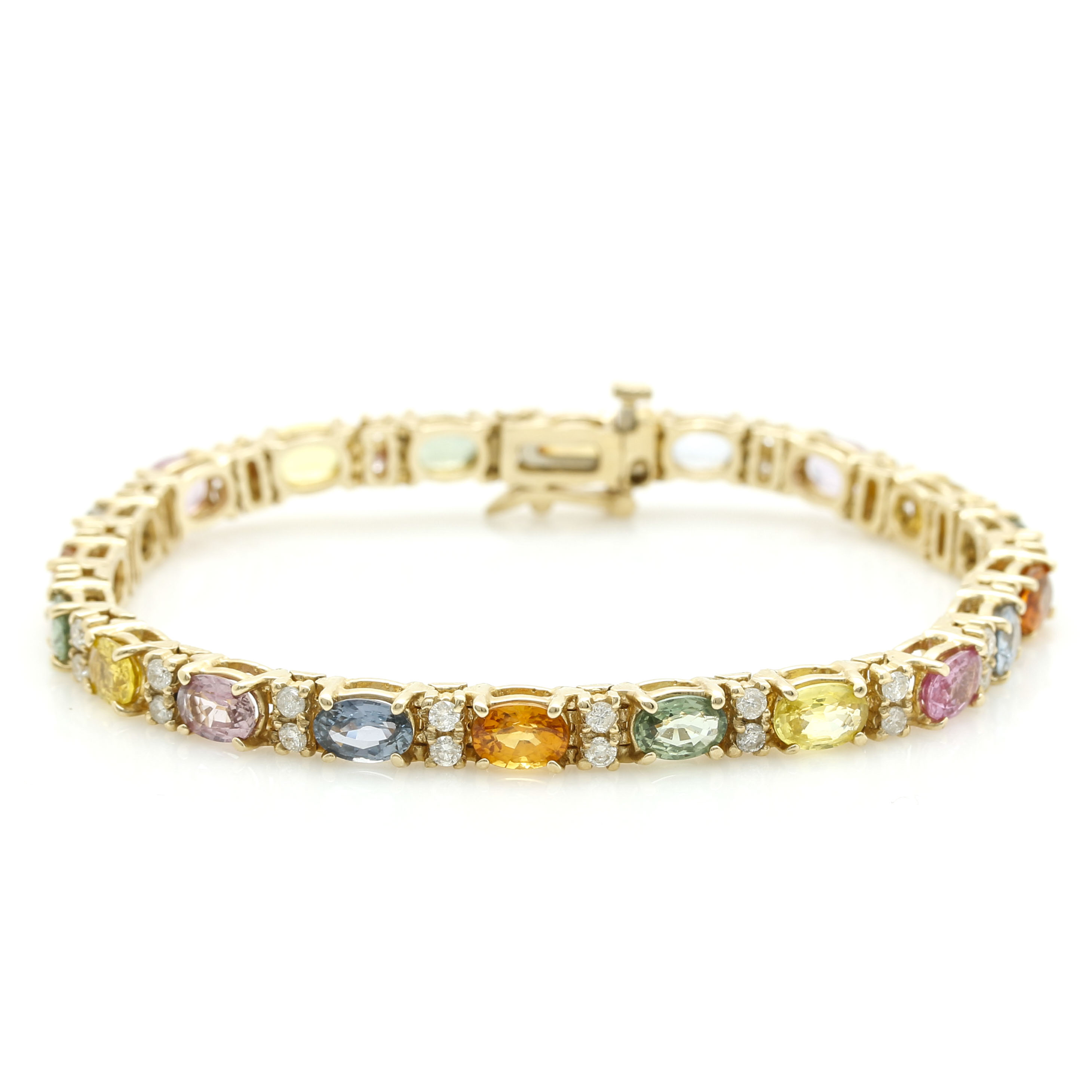14K Yellow Gold 9.60 CTW Fancy Sapphire and 1.00 CTW Diamond Bracelet