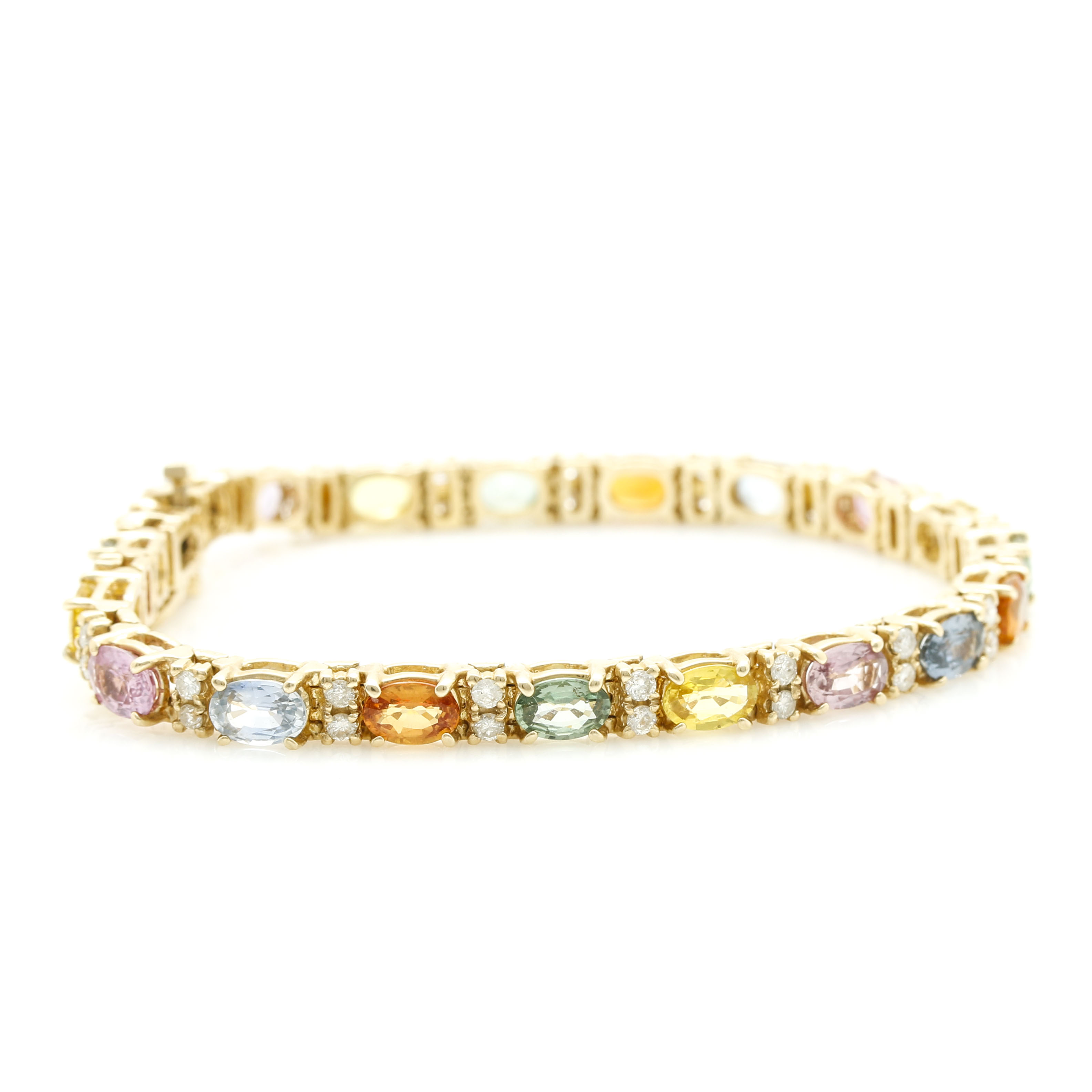 14K Yellow Gold 9.60 CTW Fancy Sapphire and 1.00 CTW Diamond Bracelet