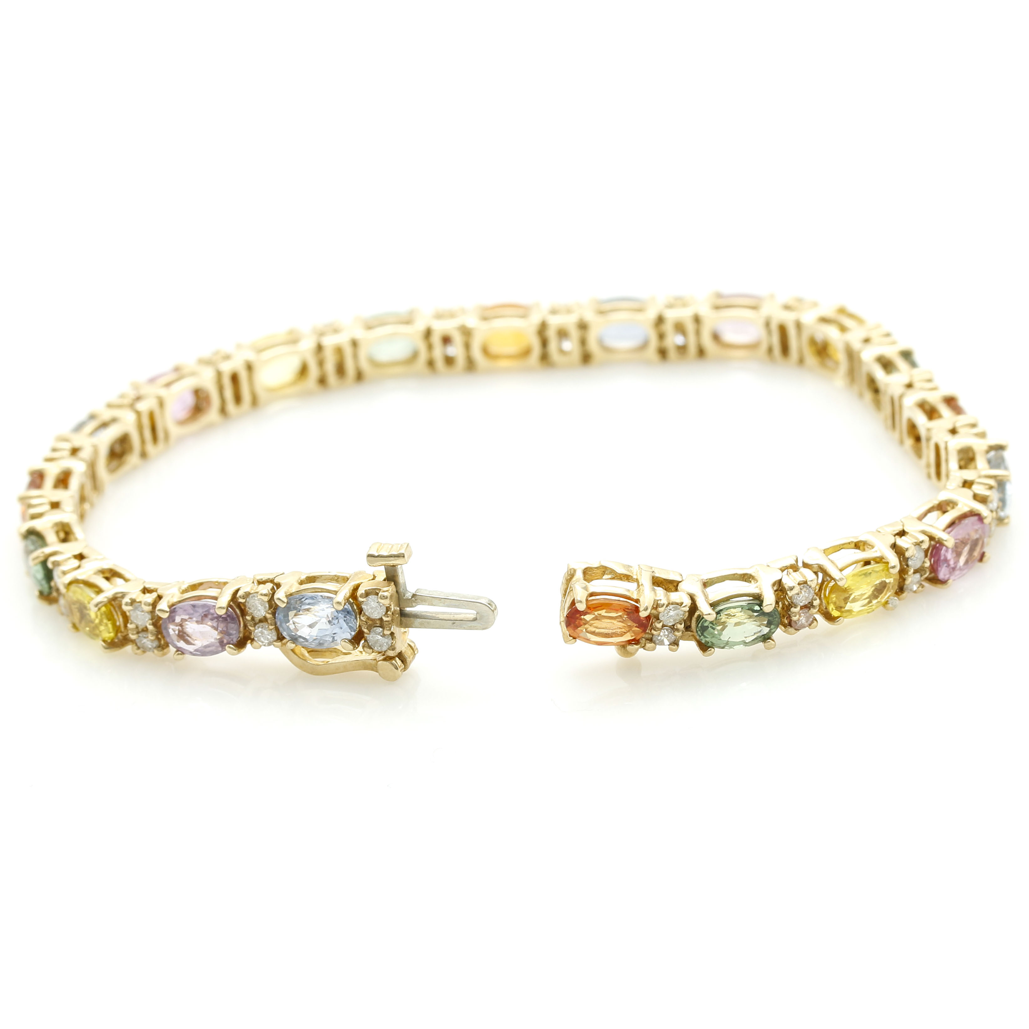 14K Yellow Gold 9.60 CTW Fancy Sapphire and 1.00 CTW Diamond Bracelet