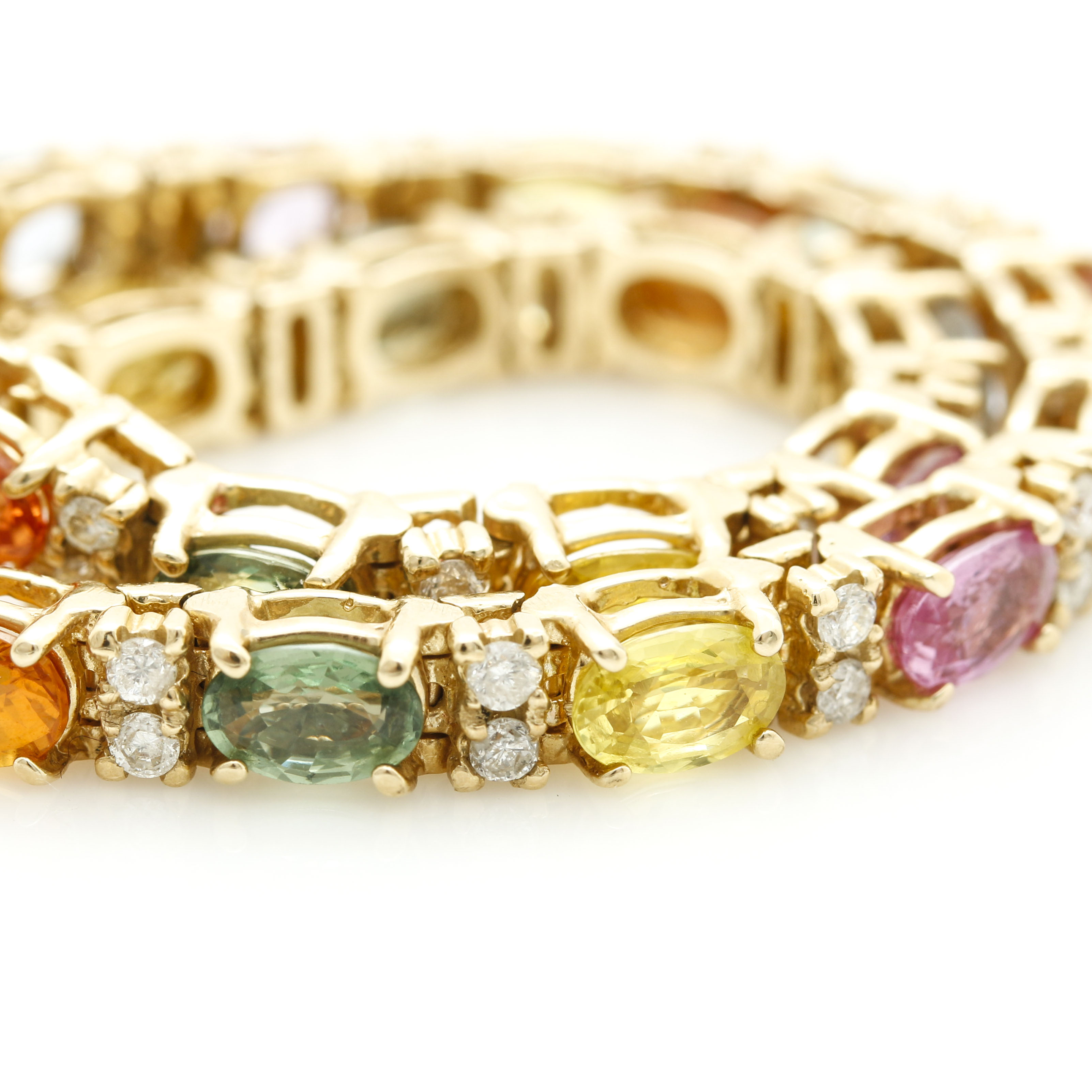 14K Yellow Gold 9.60 CTW Fancy Sapphire and 1.00 CTW Diamond Bracelet