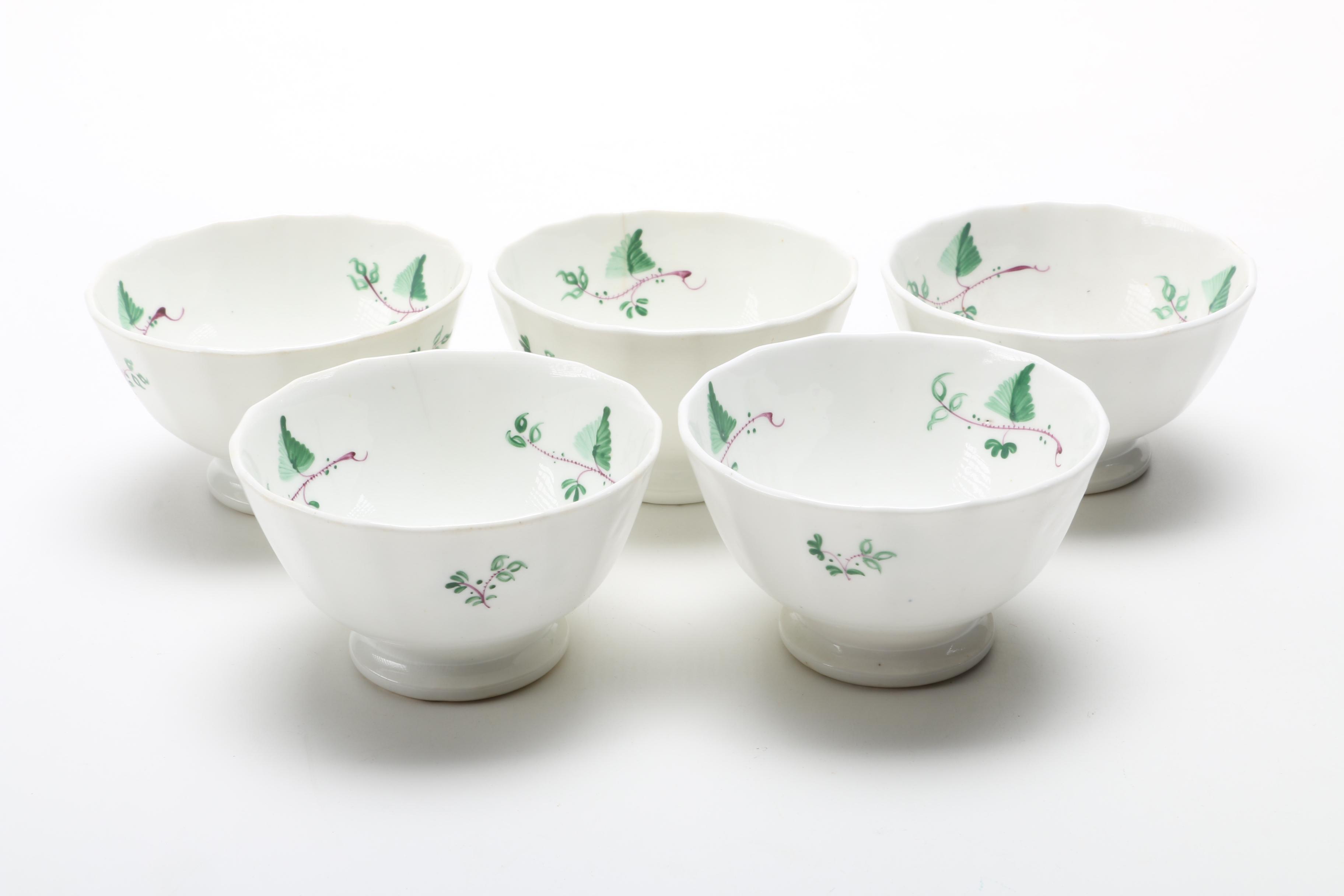 Antique English Hand Painted Porcelain Teacup and Tea Bowls