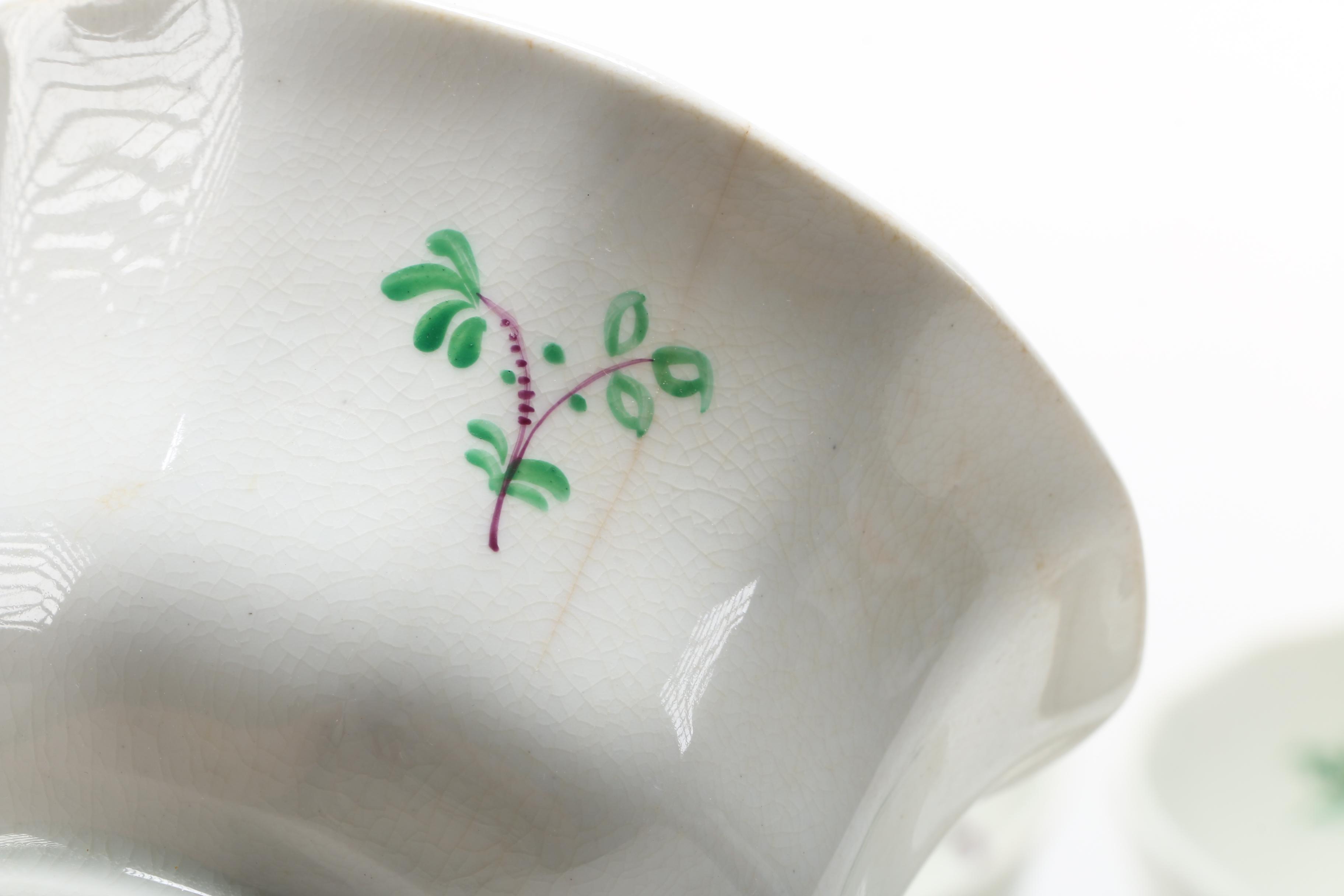 Antique English Hand Painted Porcelain Teacup and Tea Bowls