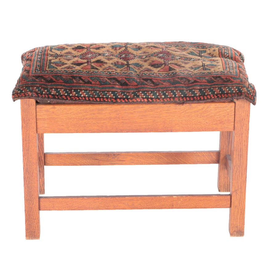 Oak Foot Stool With Cushion Top