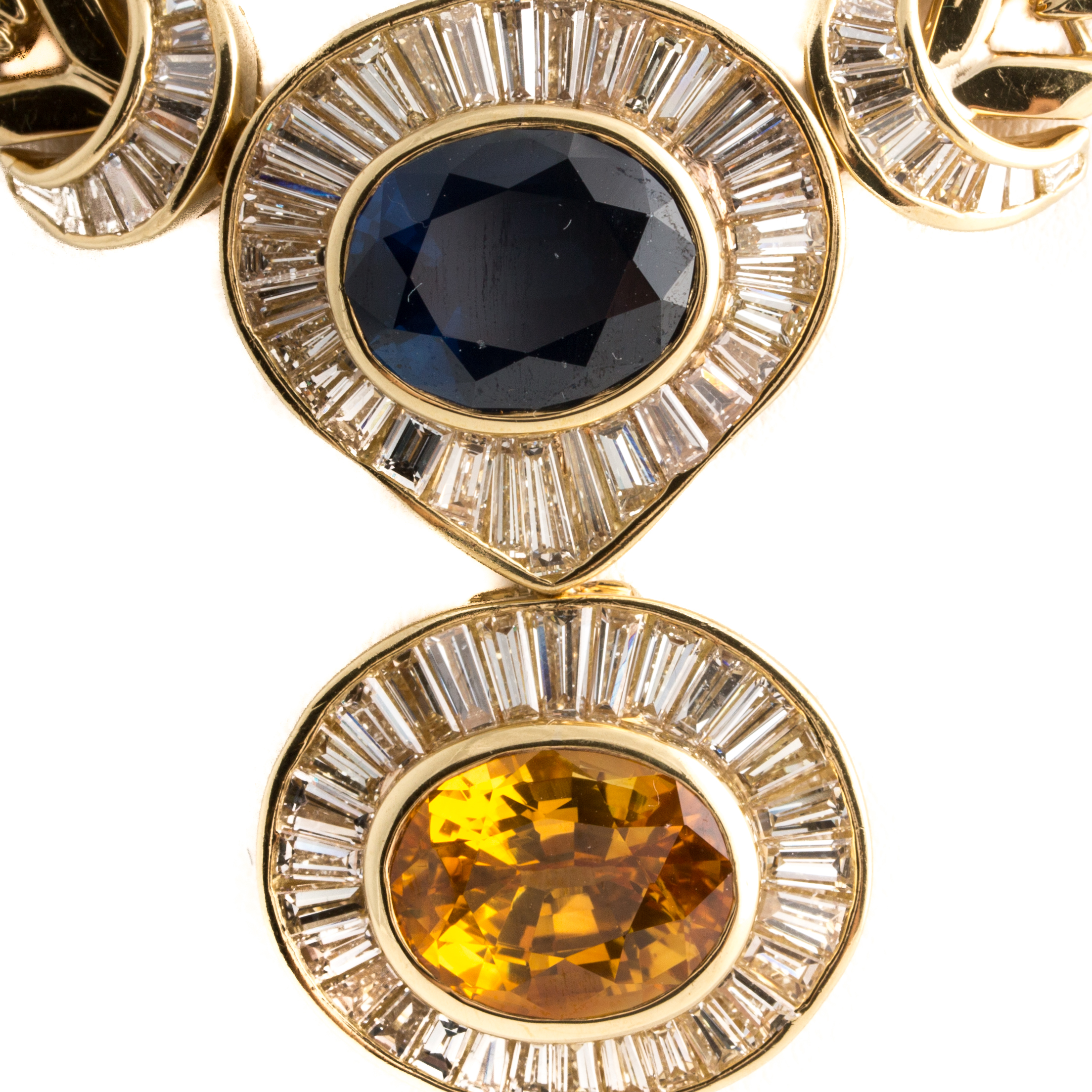 18K and 14K Yellow Gold 6.03 CTW Diamond, 7.26 CT Blue Sapphire, and 7.90 CT Fancy Yellow Sapphire Necklace