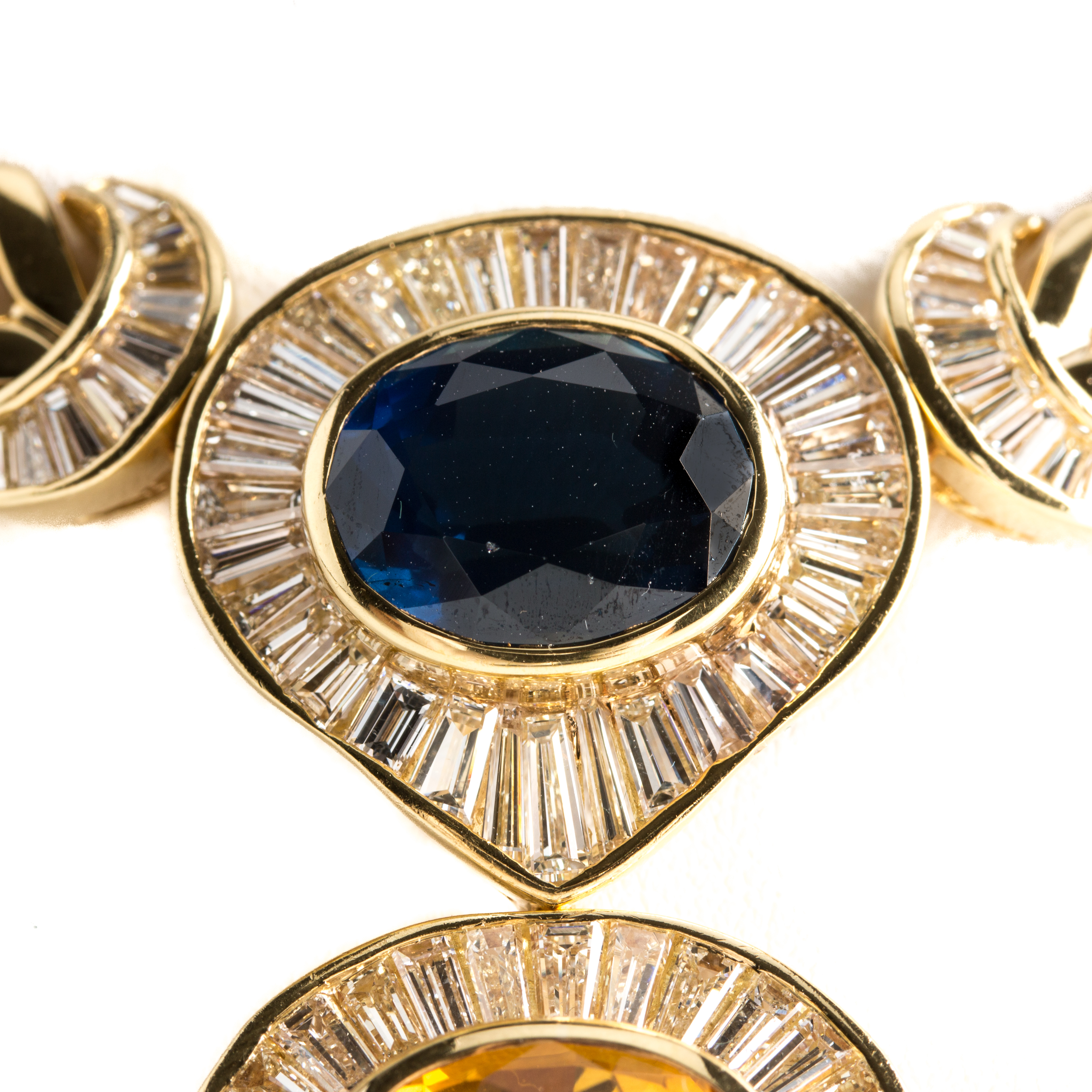 18K and 14K Yellow Gold 6.03 CTW Diamond, 7.26 CT Blue Sapphire, and 7.90 CT Fancy Yellow Sapphire Necklace