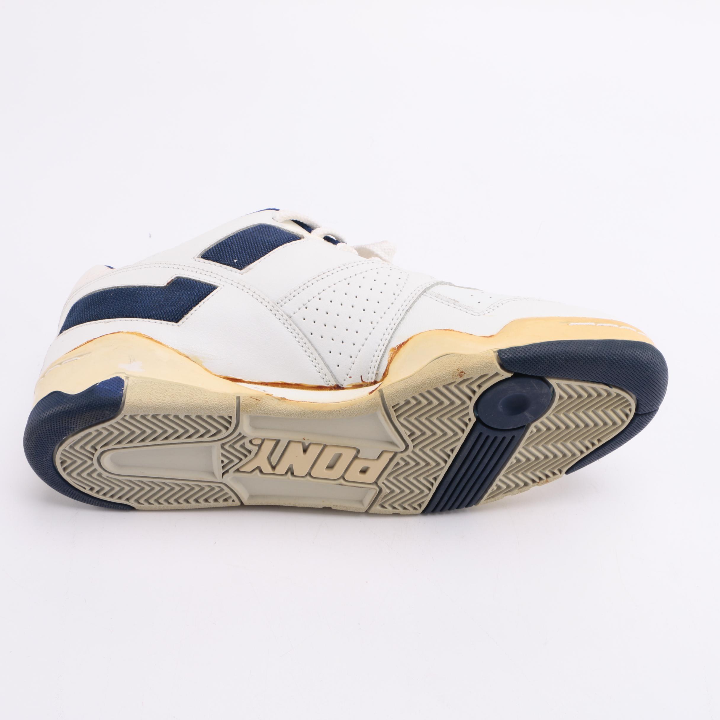 Mark Eaton and Byron Scott Signed Sneaker With Lakers Ticket Stubs