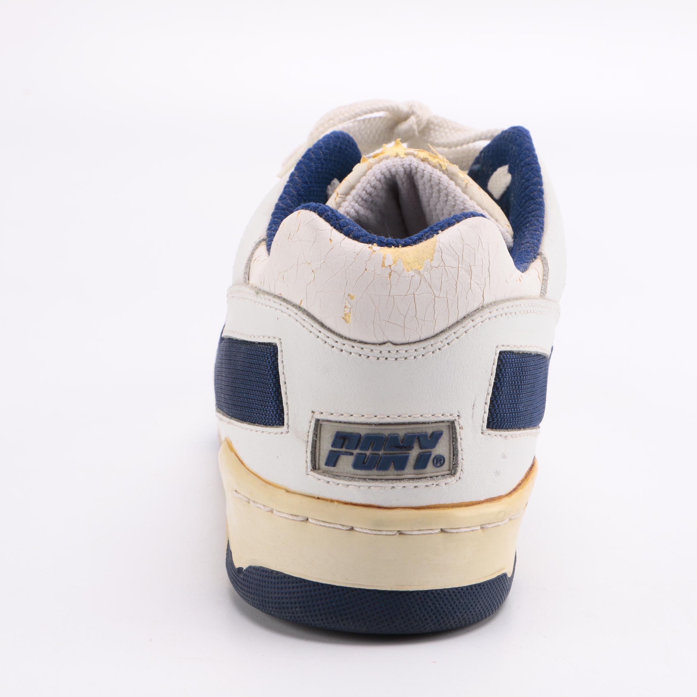 Mark Eaton and Byron Scott Signed Sneaker With Lakers Ticket Stubs