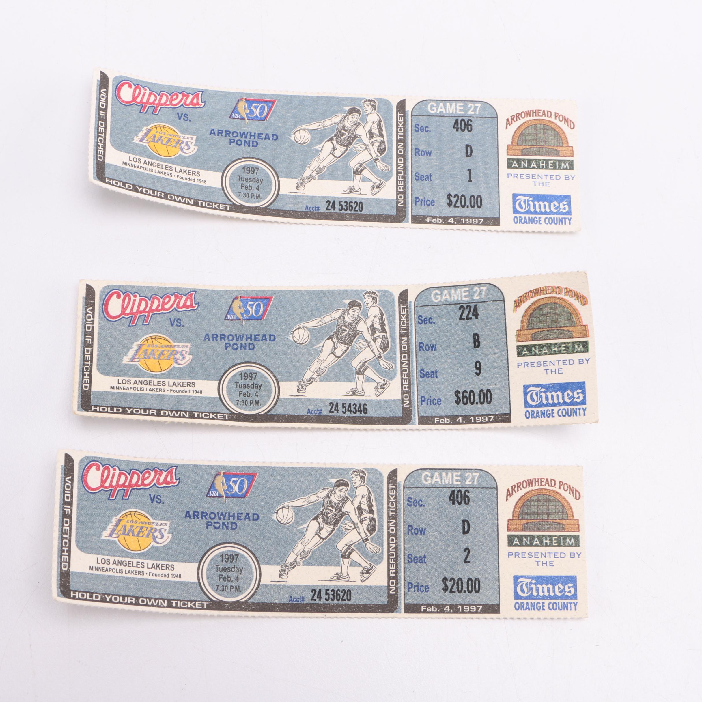 Mark Eaton and Byron Scott Signed Sneaker With Lakers Ticket Stubs