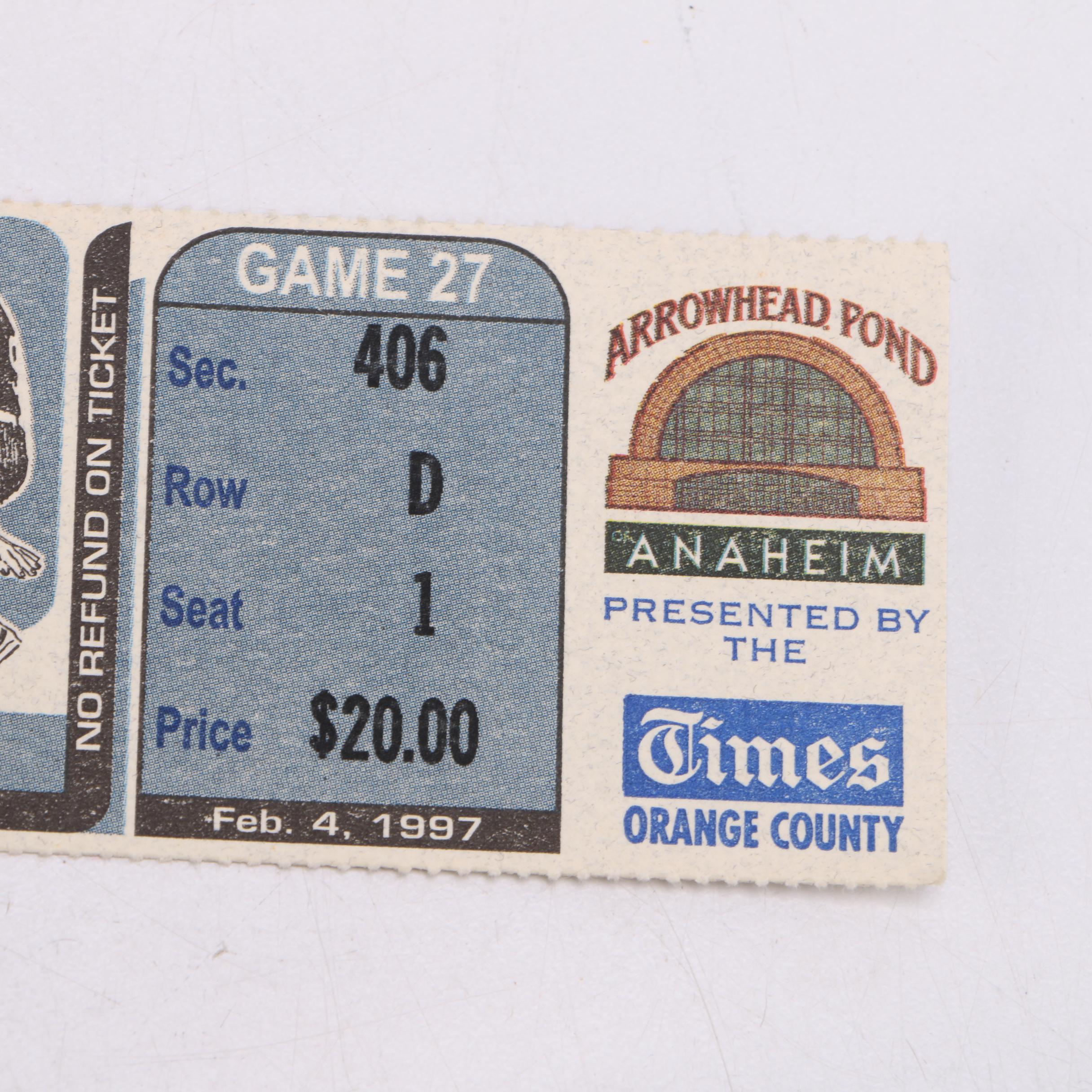 Mark Eaton and Byron Scott Signed Sneaker With Lakers Ticket Stubs