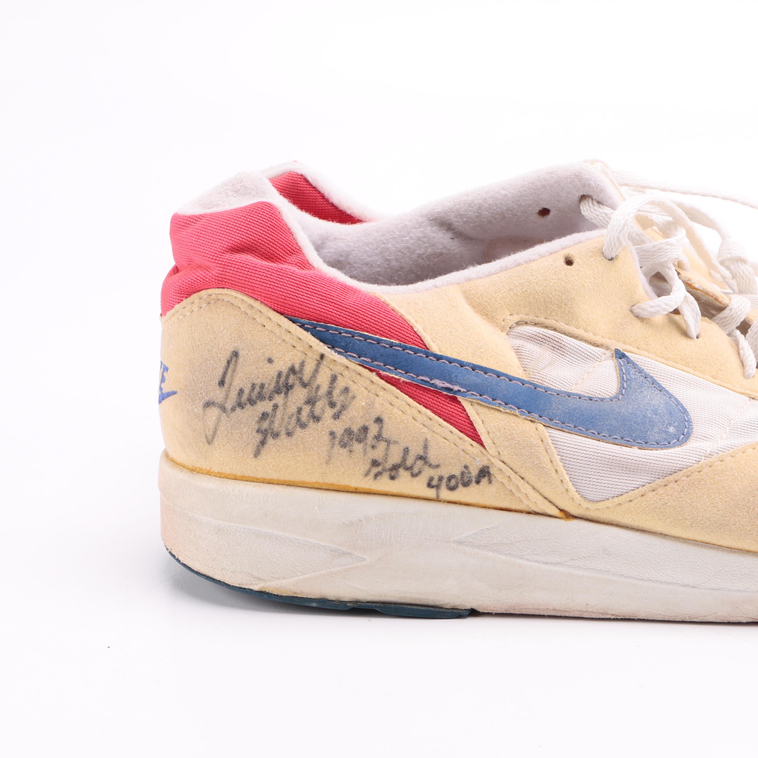 Quincy Watts Signed Photos and Nike Pegasus Shoes