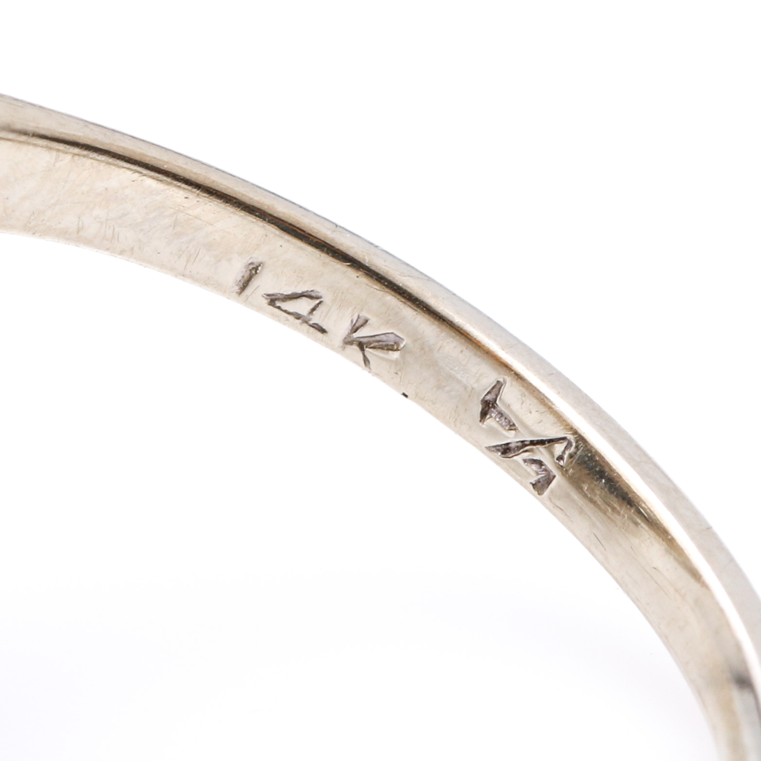 Vintage 14K White Gold Diamond Navette Ring