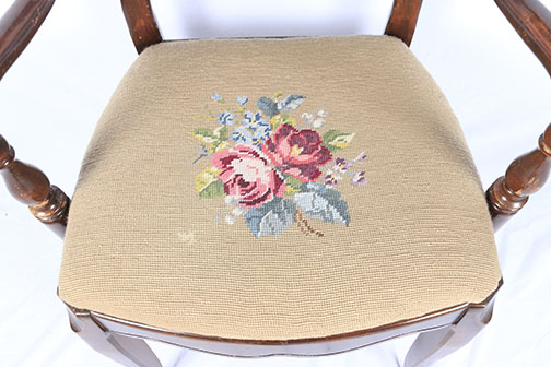 A Collection Of Needlepoint Chairs And Stool