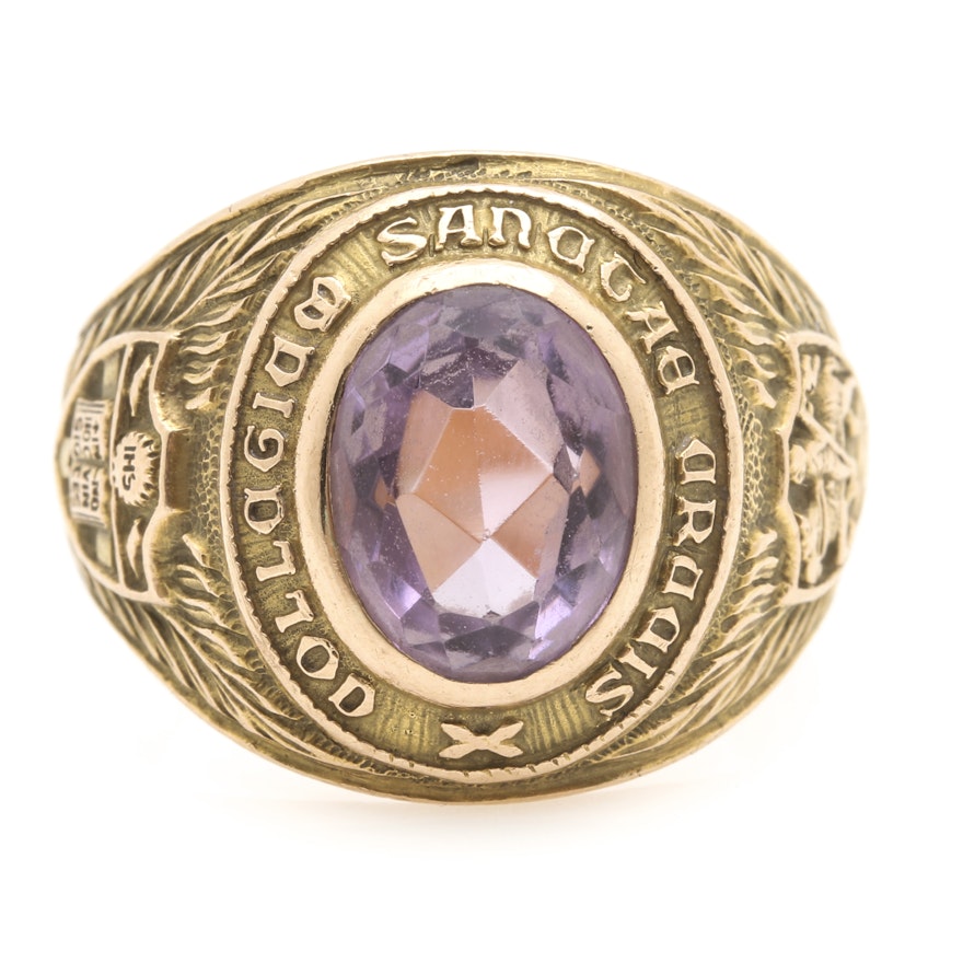 10K Yellow Gold Amethyst Class Ring