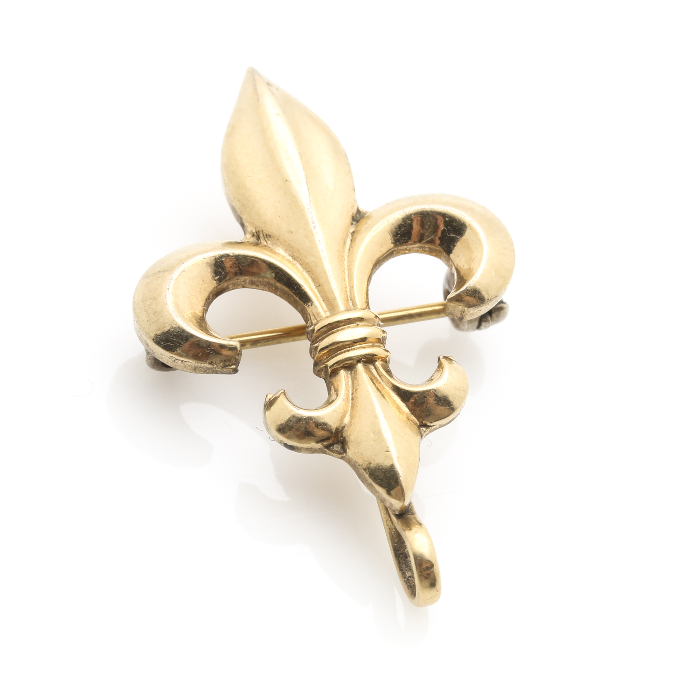 Vintage Silver-Tone Art Deco Bracelet and Gold Filled Fleur-de-lis Brooch Clip