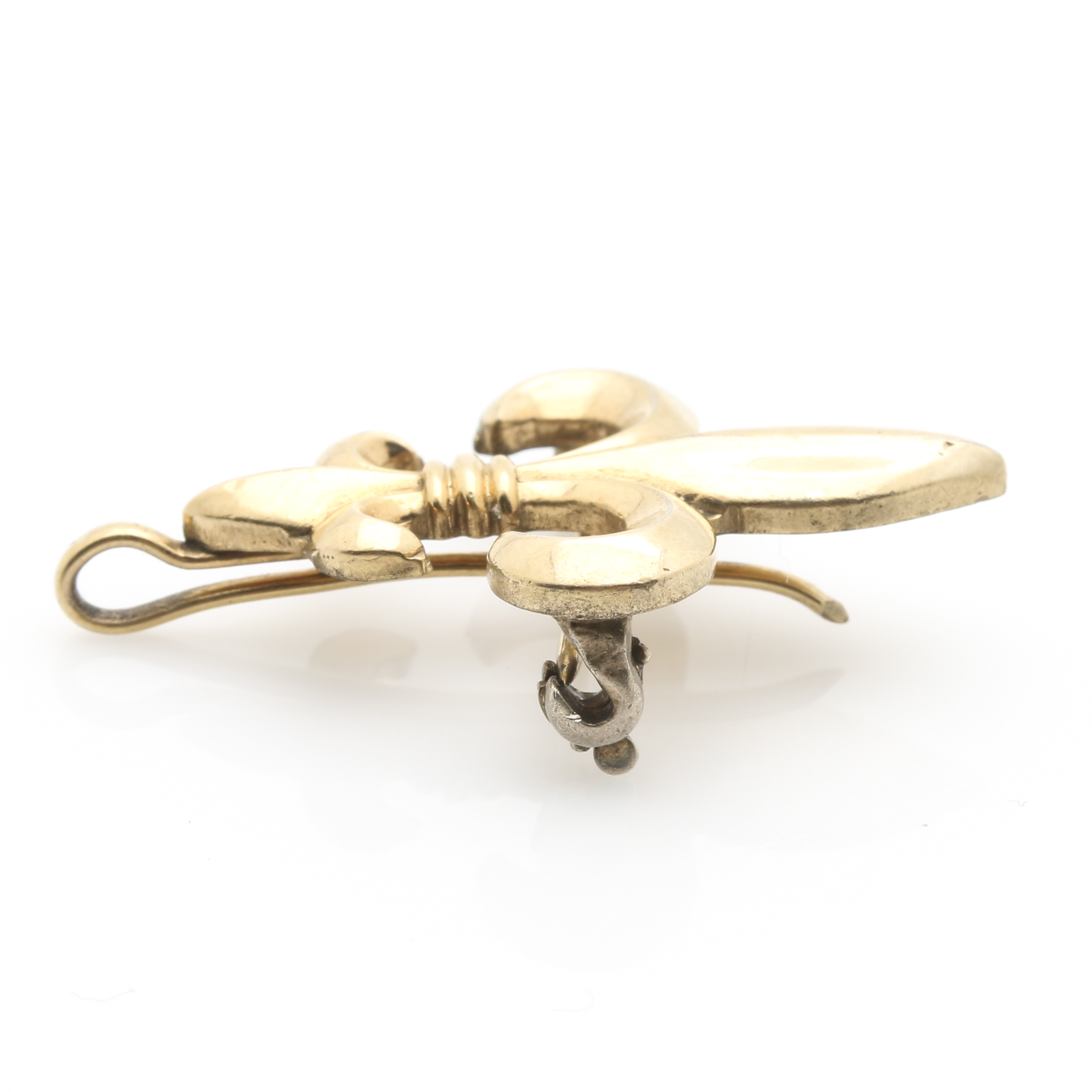 Vintage Silver-Tone Art Deco Bracelet and Gold Filled Fleur-de-lis Brooch Clip
